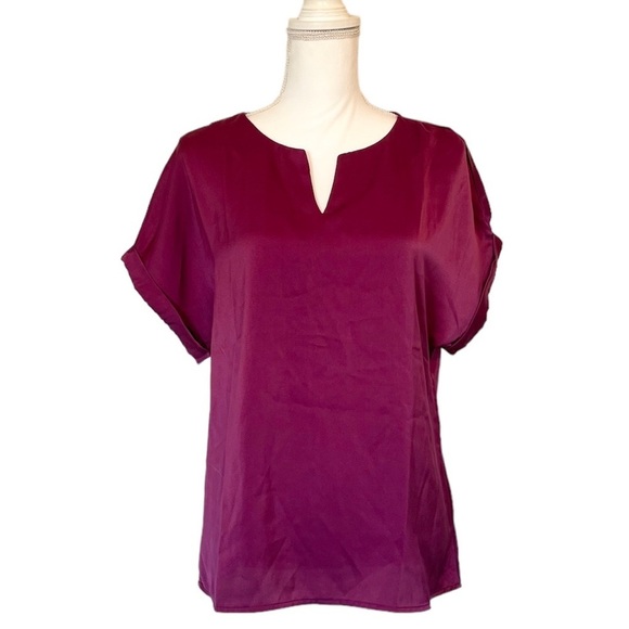 SHEIN Purple V-Neck Cuffed Short Sleeve Women’s Blouse Small - Picture 8 of 8